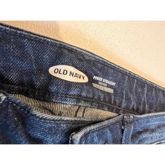 Old Navy Power Straight High Rise Jeans Distressed Secret Slim Pockets Blue W30 - Picture 8 of 9